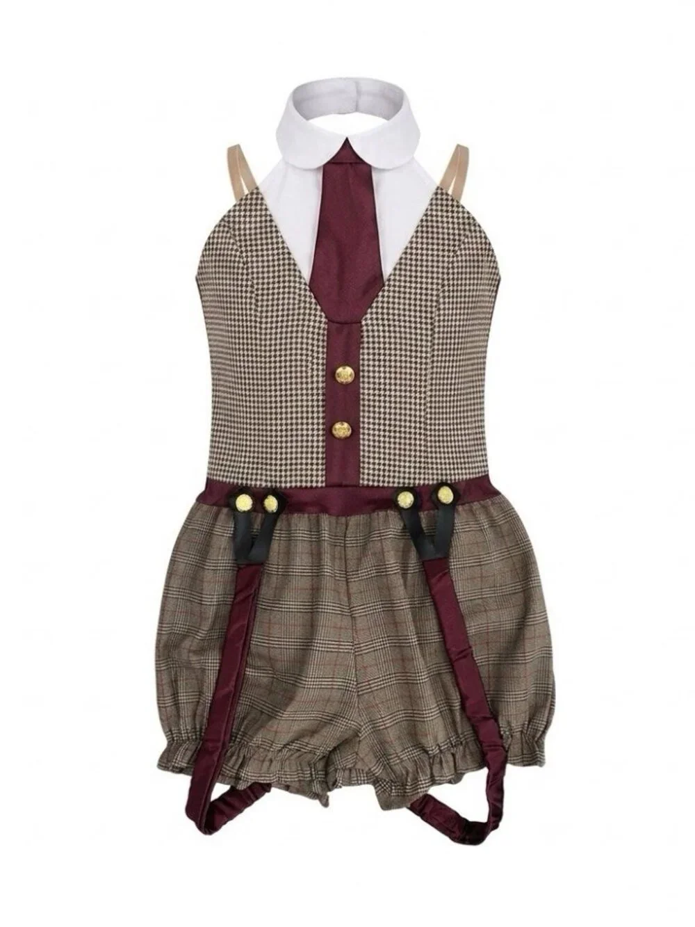 Weissman King Of New York Plaid Newsie Dance Costume Biketard Romper GirlsSize L